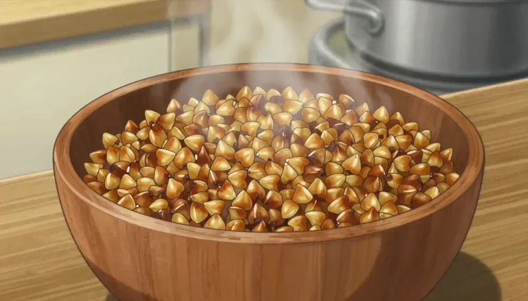 Visual representation of "kasha" - A dish made from roasted buckwheat groats that is commonly found in Eastern European cuisine.