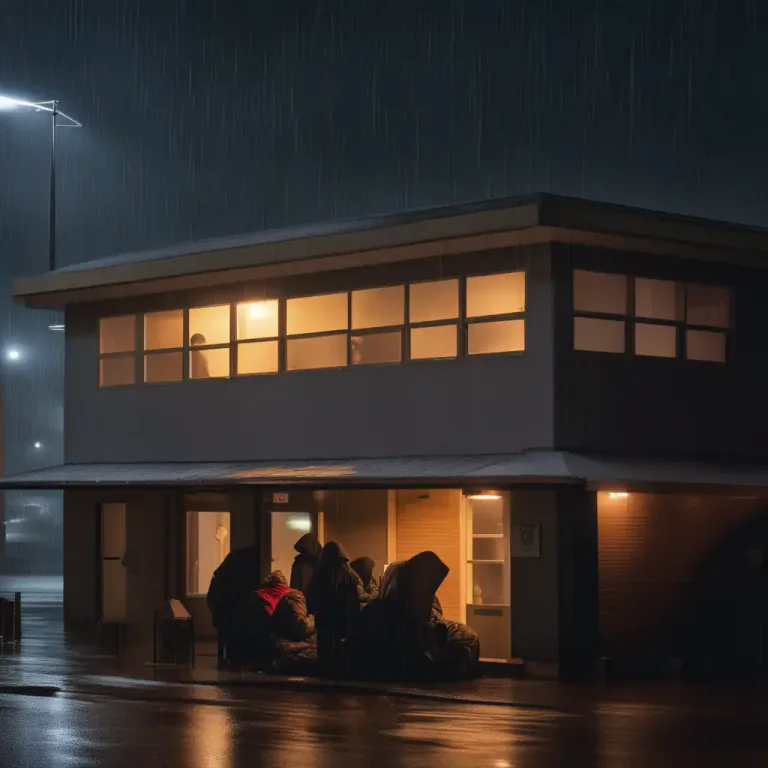 Visual representation of "shelter" - A facility providing people with temporary accommodation and food