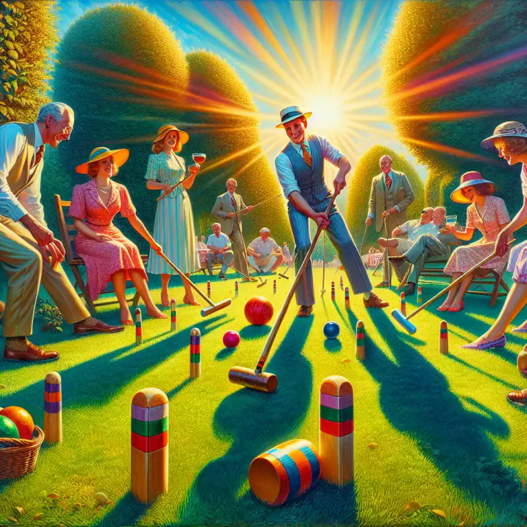 Visual representation of "croquet" - To play the game of croquet.