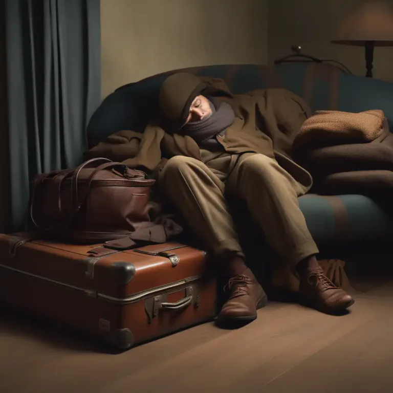 Visual representation of "crash and burn" - To fall asleep quickly from exhaustion.