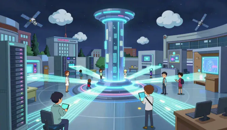 Visual representation of "cyberinfrastructure" - The technology and systems that support internet-based communication and data management.