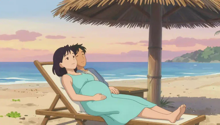 Visual representation of "babymoon" - A vacation taken by expectant parents before the birth of their child.