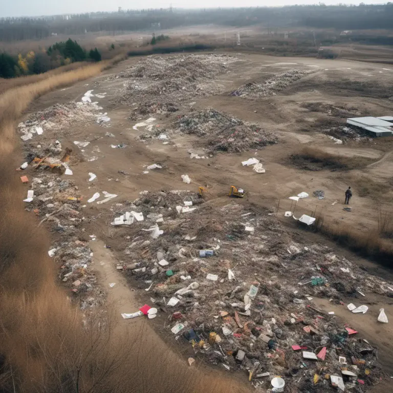 Visual representation of "landfill" - The process of getting rid of large amounts of waste by burying it