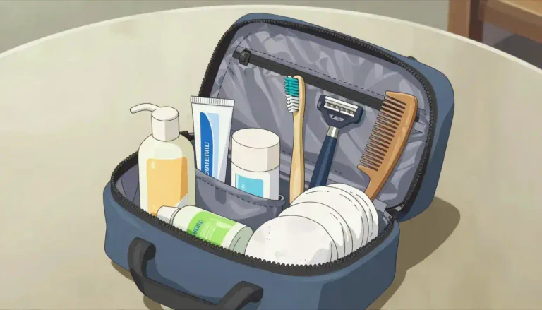 Visual representation of "toiletry" - A set of small personal care items typically kept together.
