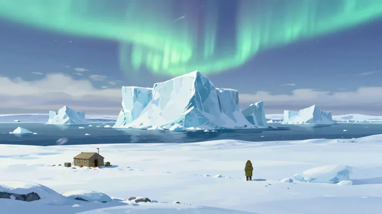 Visual representation of "polar" - Related to the North or South Pole or the areas near them.