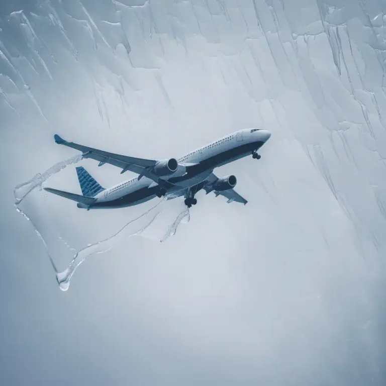 Visual representation of "ice up" - If a surface or object ices up, it becomes covered with ice.