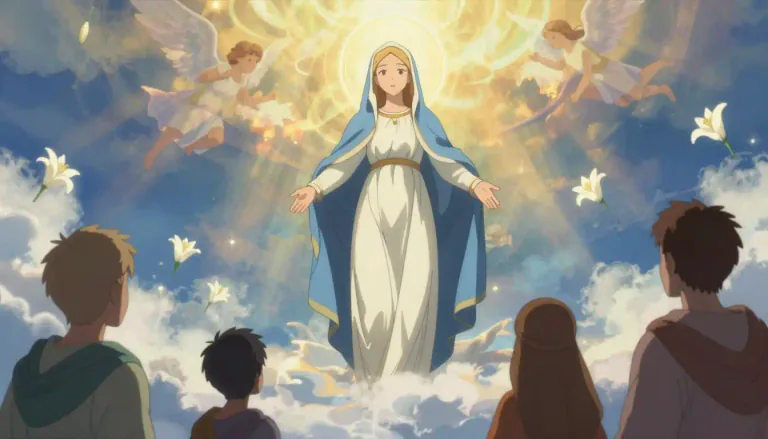 Visual representation of "dormition" - A term referring to the death or assumption of the Virgin Mary into heaven, often recognized in Christian tradition.