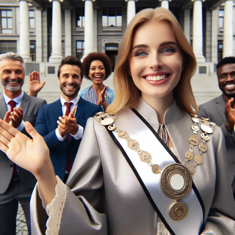 Visual representation of "mayoress" - A woman who is elected to be a mayor.