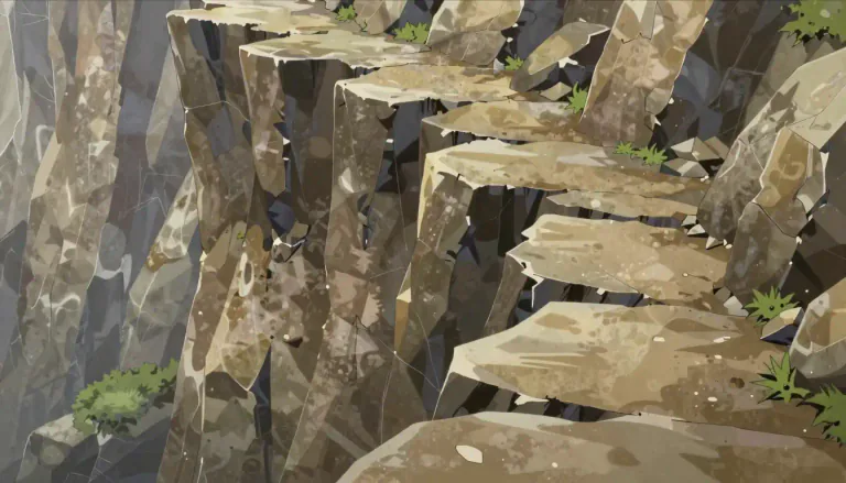 Visual representation of "jagged" - Having edges or points that are not smooth or straight but are rough and sharp.