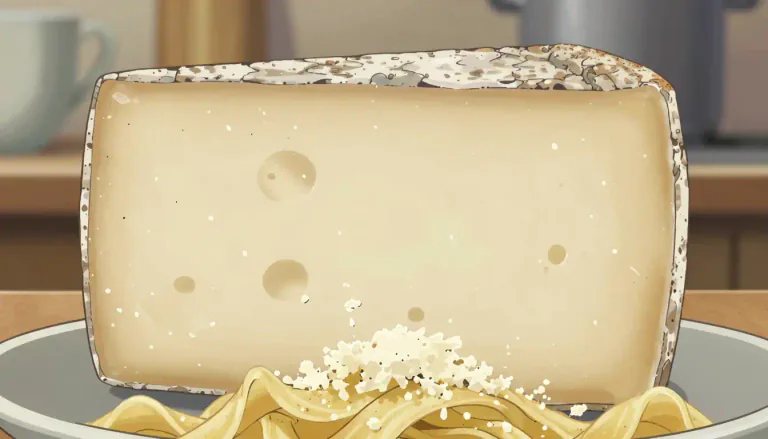 Visual representation of "pecorino" - Pecorino is a hard, salty Italian cheese made from sheep's milk, often used grated over pasta.