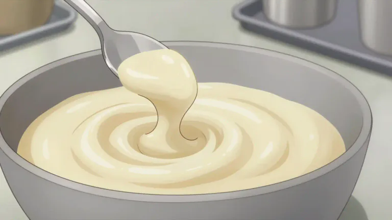 Visual representation of "creme" - A thick, rich cream used in cooking or baking.