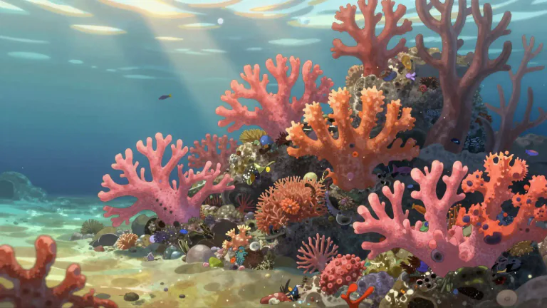 Visual representation of "coral" - A kind of rock-like marine animal that typically lives in colonies in warm seas.