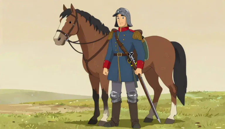 Visual representation of "dragoon" - A type of soldier who can fight on foot or riding a horse.