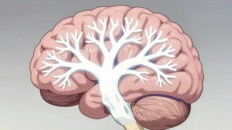Visual representation of "arborvitae" - A part of the brain resembling a tree, known as the 'arbor vitae,' which consists of white matter.
