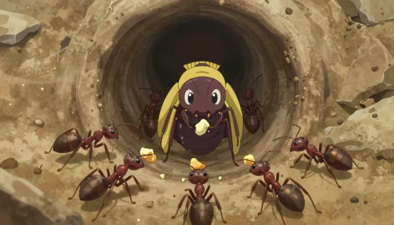 Visual representation of "ant" - A small insect that lives in a complex social colony with one or more breeding queens