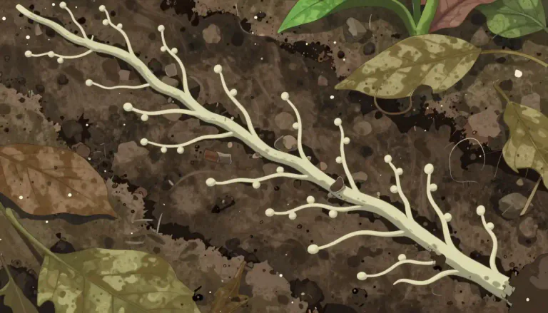 Visual representation of "actinomycete" - A type of bacteria that is filamentous and commonly found in soil and decaying vegetation, known for their role in decomposition and antibiotic production.