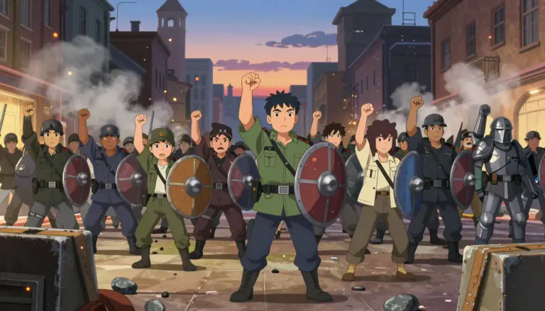 Visual representation of "insurgence" - An act of rising in revolt or rebellion against an established authority.