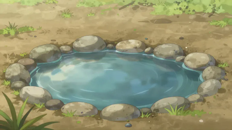 Visual representation of "pool" - A small body of still water.