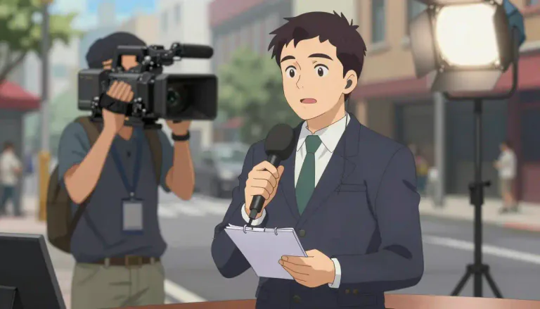 Visual representation of "newsman" - A man who works in producing news for media such as newspapers or television.