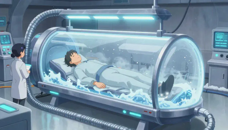 Visual representation of "cryonics" - Cryonics is a method of preserving individuals at very low temperatures after death, with the aim of attempting to revive them in the future when medical technology may allow it.