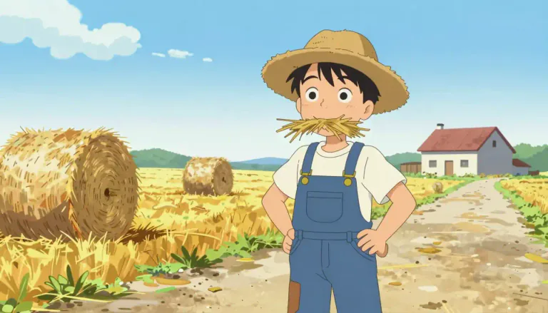Visual representation of "hayseed" - A rural person who may be regarded as simple or unsophisticated.
