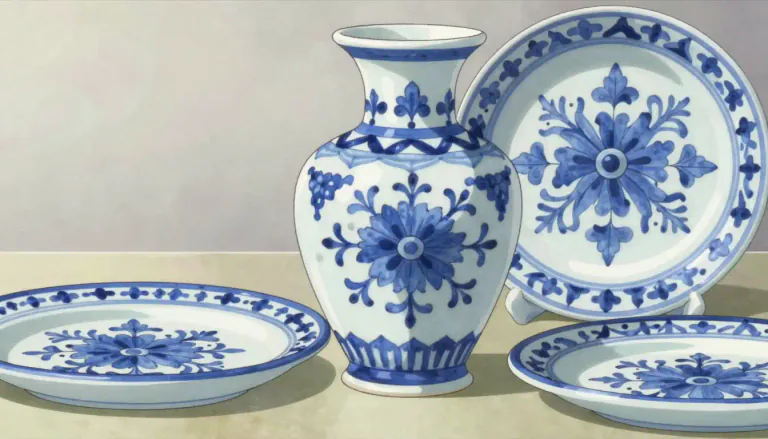 Visual representation of "delft" - Delft refers to a type of fine pottery characterized by blue and white designs, originally produced in the Dutch city of Delft.