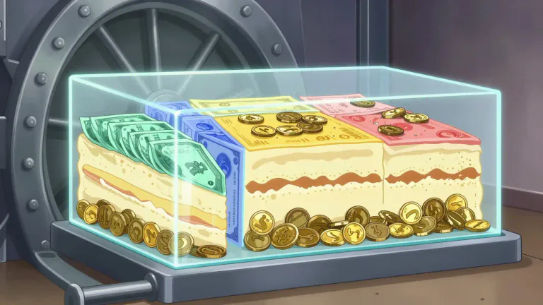 Visual representation of "tranche" - A portion or slice of a pool of securities, usually used in finance to denote segments of loans or investment funds.