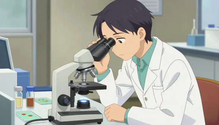 Visual representation of "microscopist" - A person who uses a microscope to observe very small objects, organisms, or structures.