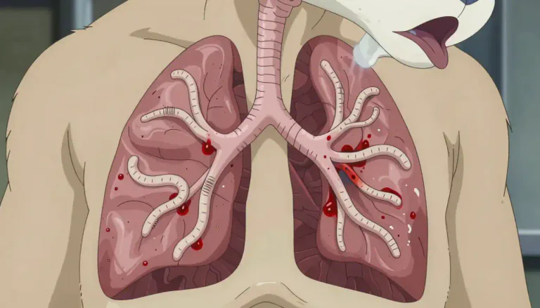 Visual representation of "lungworm" - Lungworm is a type of parasitic worm that lives in the lungs of animals, causing respiratory issues.