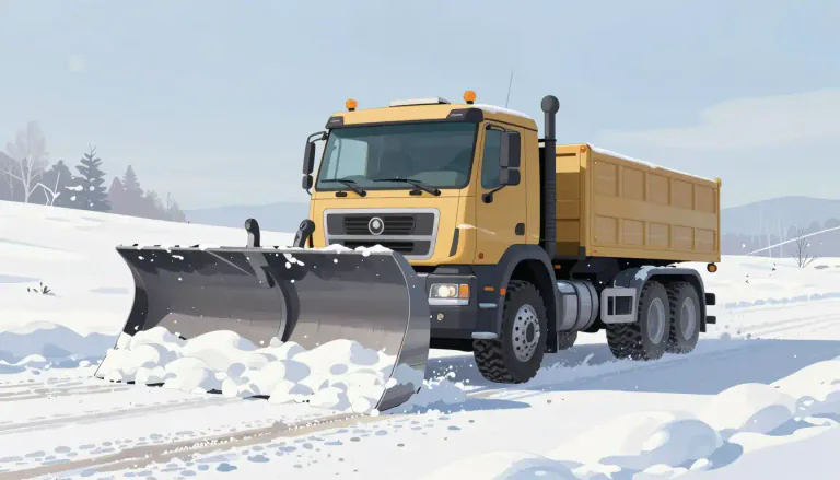 Visual representation of "snowplow" - A vehicle with a blade used for clearing snow from roads and other surfaces.