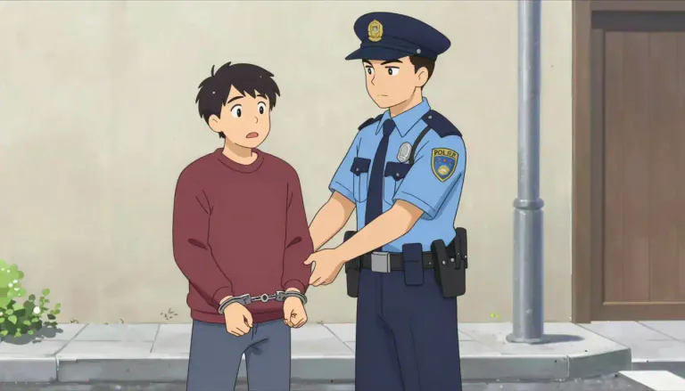 Visual representation of "arrest" - To take somebody into police control