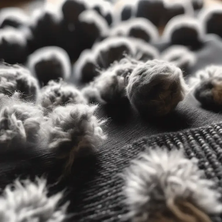 Visual representation of "pill" - When a fabric forms small balls of fluff on its surface.