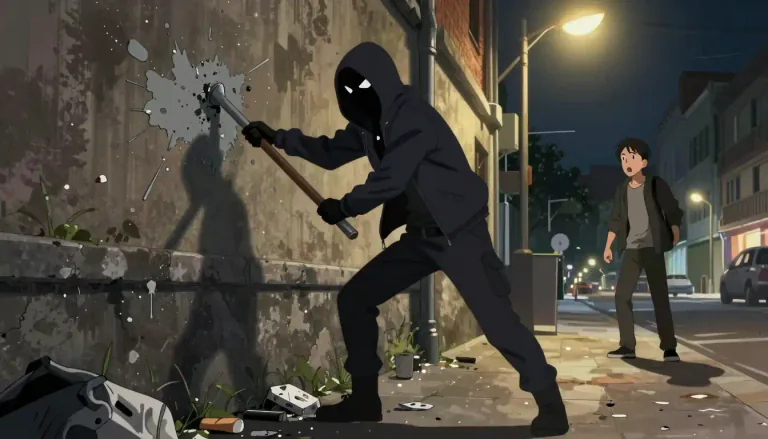Visual representation of "hoodlum" - A person who is violent and commits crimes