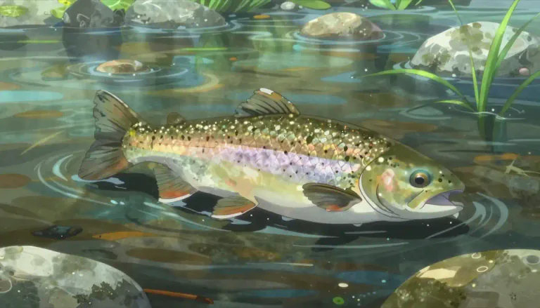 Visual representation of "trout" - A type of fish that lives in rivers and lakes and is often used for food.