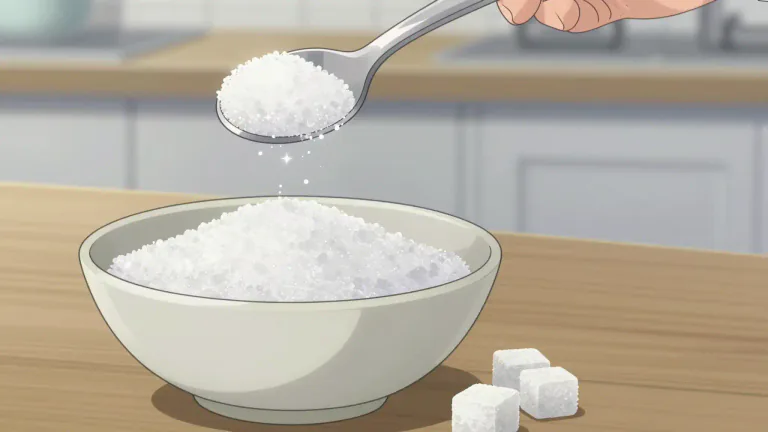 Visual representation of "sugar" - A sweet substance that is used to make food sweet