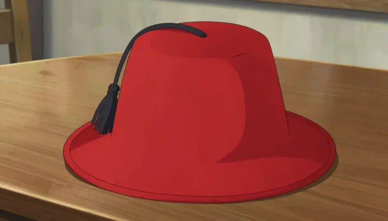 Visual representation of "fez" - A type of round, flat-topped hat with a tassel, usually red and made of felt, worn especially by men in some Muslim countries.