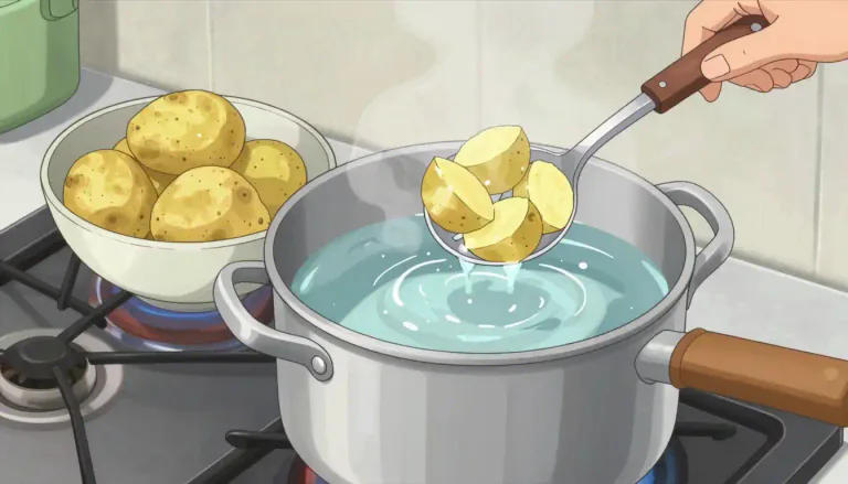Visual representation of "parboil" - To boil food partially.