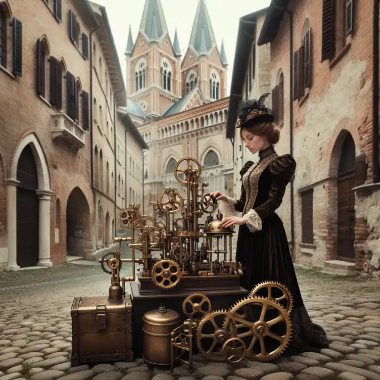 Visual representation of "steampunk" - Describes something that has characteristics of the steampunk genre, such as visual design or storytelling.