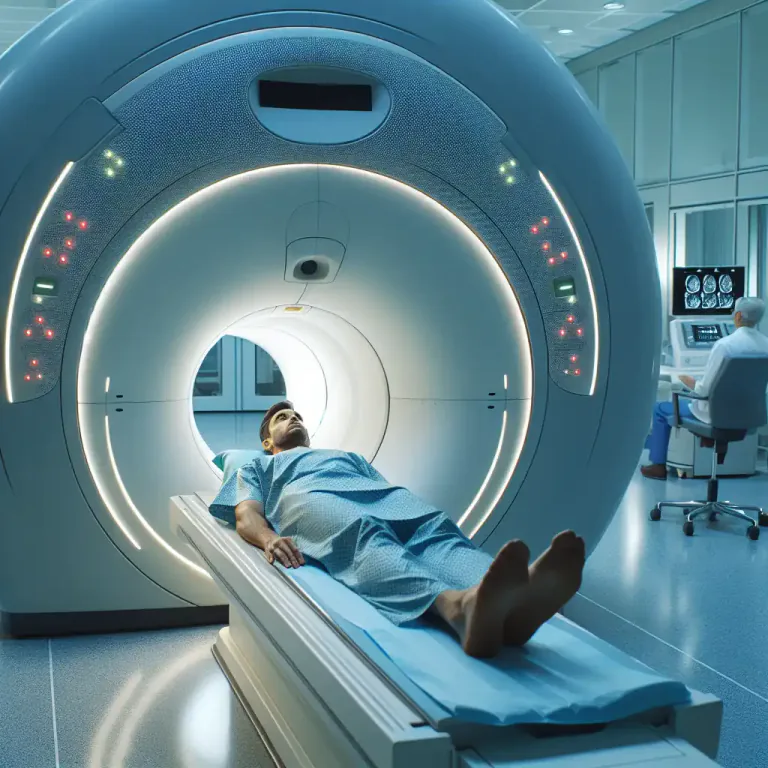 Visual representation of "gantry" - In medical context, it is the part of a scanner that the patient lies on.