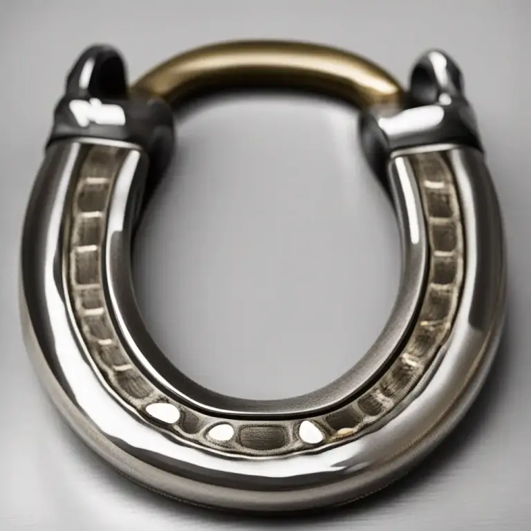 Visual representation of "shoe" - A metal plate fixed to the bottom of a horse's hoof to protect it