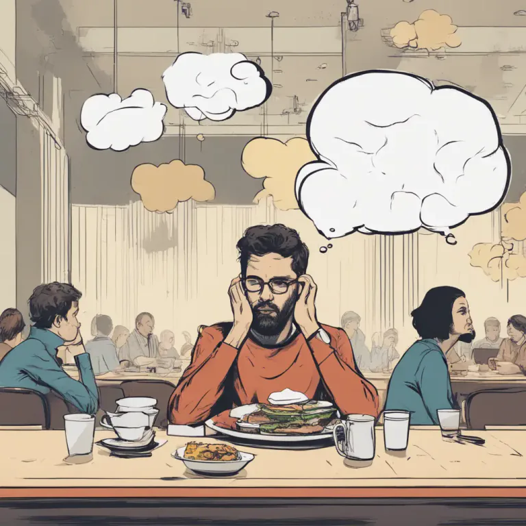Visual representation of "out to lunch" - Someone is not paying attention or is not here.
