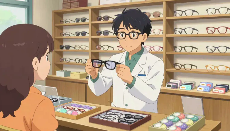 Visual representation of "optician" - A person whose job is to sell glasses and contact lenses.