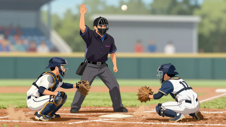 Visual representation of "ump" - An official in a game such as baseball who makes decisions during the play.