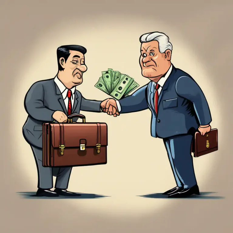 Visual representation of "in the pay of somebody/something" - Being paid by someone or some group, often suggesting corruption or influence