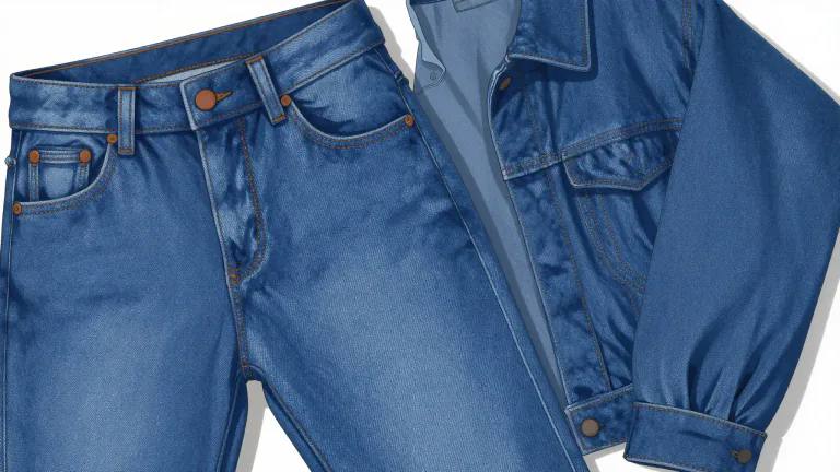 Visual representation of "denim" - A strong, durable type of blue cloth used mostly for jeans and other clothes.