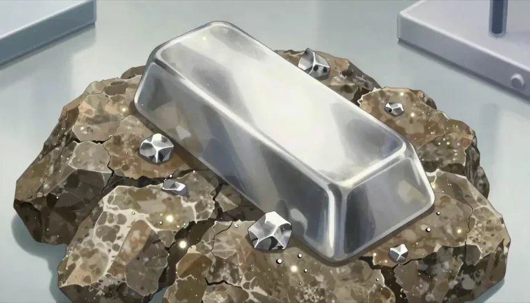 Visual representation of "dysprosium" - Dysprosium is a silver-white metallic element that is found in rare earth minerals and is used mainly in various high-tech applications.