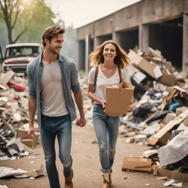 Visual representation of "dump on" - To abandon someone or something, or to get rid of something unwanted.