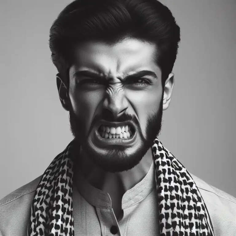 Visual representation of "clench" - To close teeth tightly together, often because of anger or pain