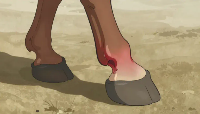 Visual representation of "laminitis" - Laminitis is a serious inflammation of the laminae, the sensitive tissue that connects the hoof wall to the underlying bone in horse hooves.