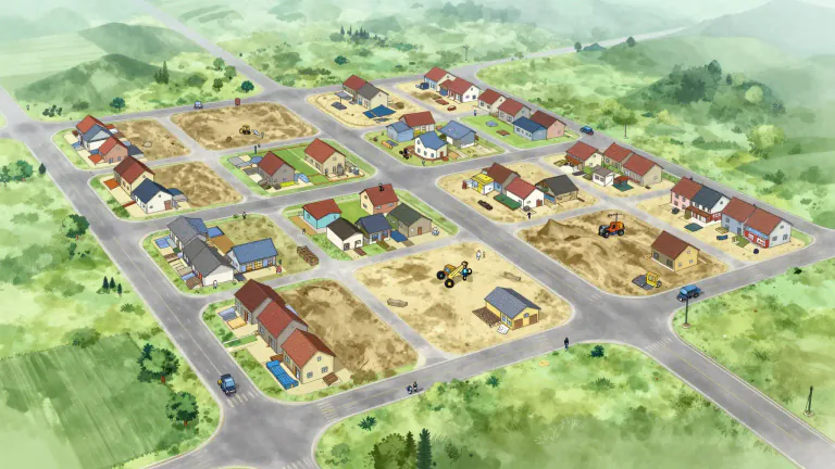 Visual representation of "townsite" - A designated area for the establishment of a town, often planned for residential or commercial use.